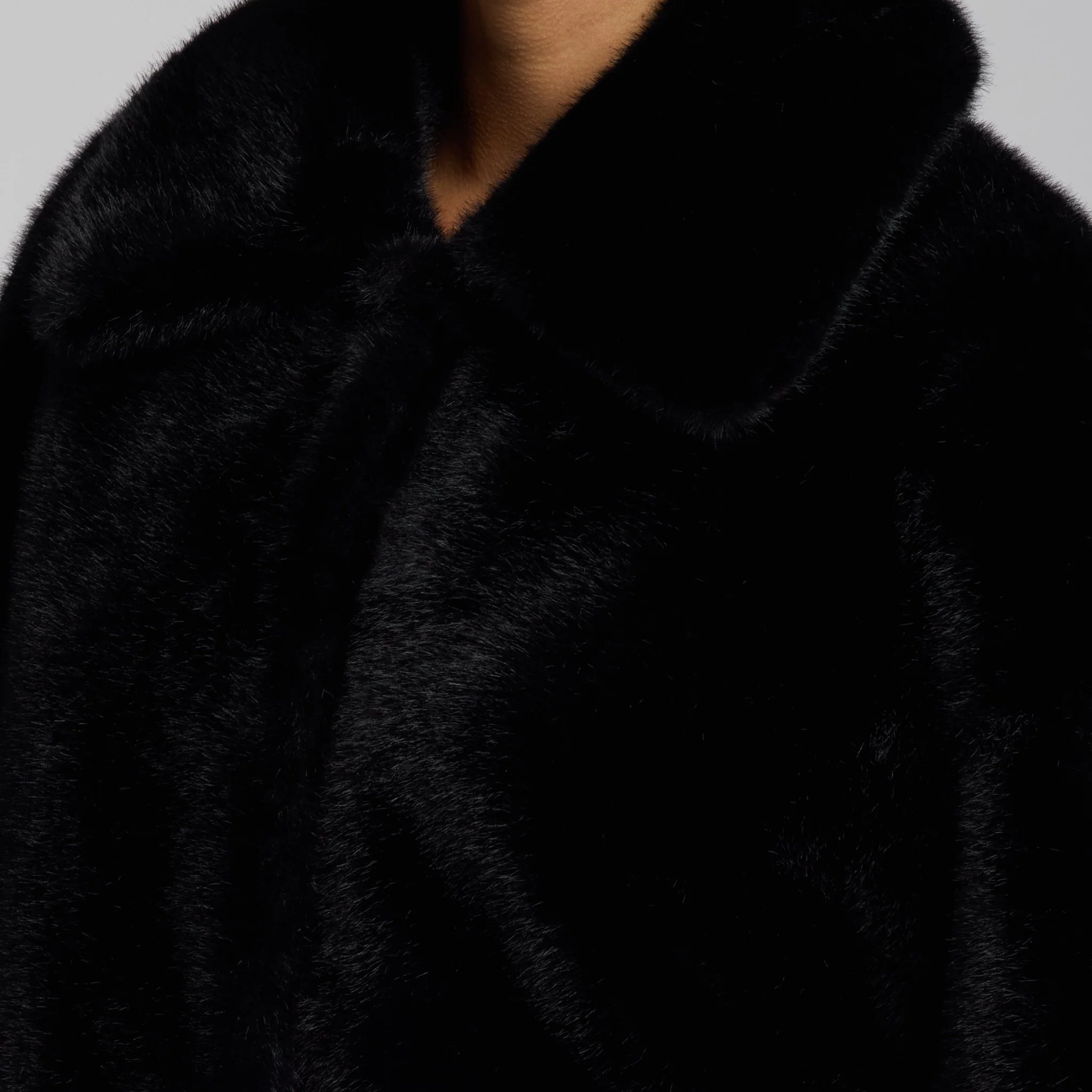 Black Faux Mink Fur Jacket - Image 3