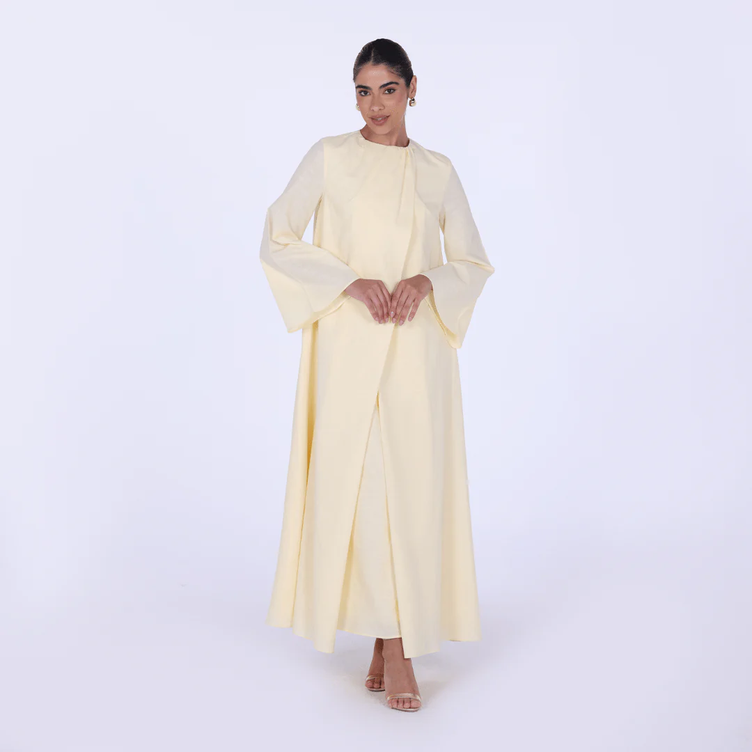 Linen-Blend Set with Gathered Details and Wide Leg Pants - Image 4