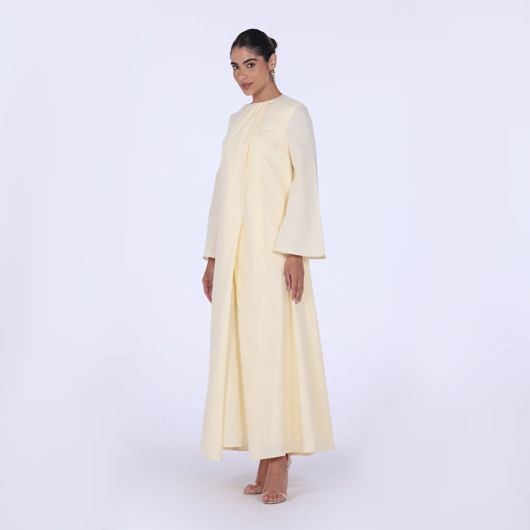 Linen-Blend Set with Gathered Details and Wide Leg Pants - Image 6