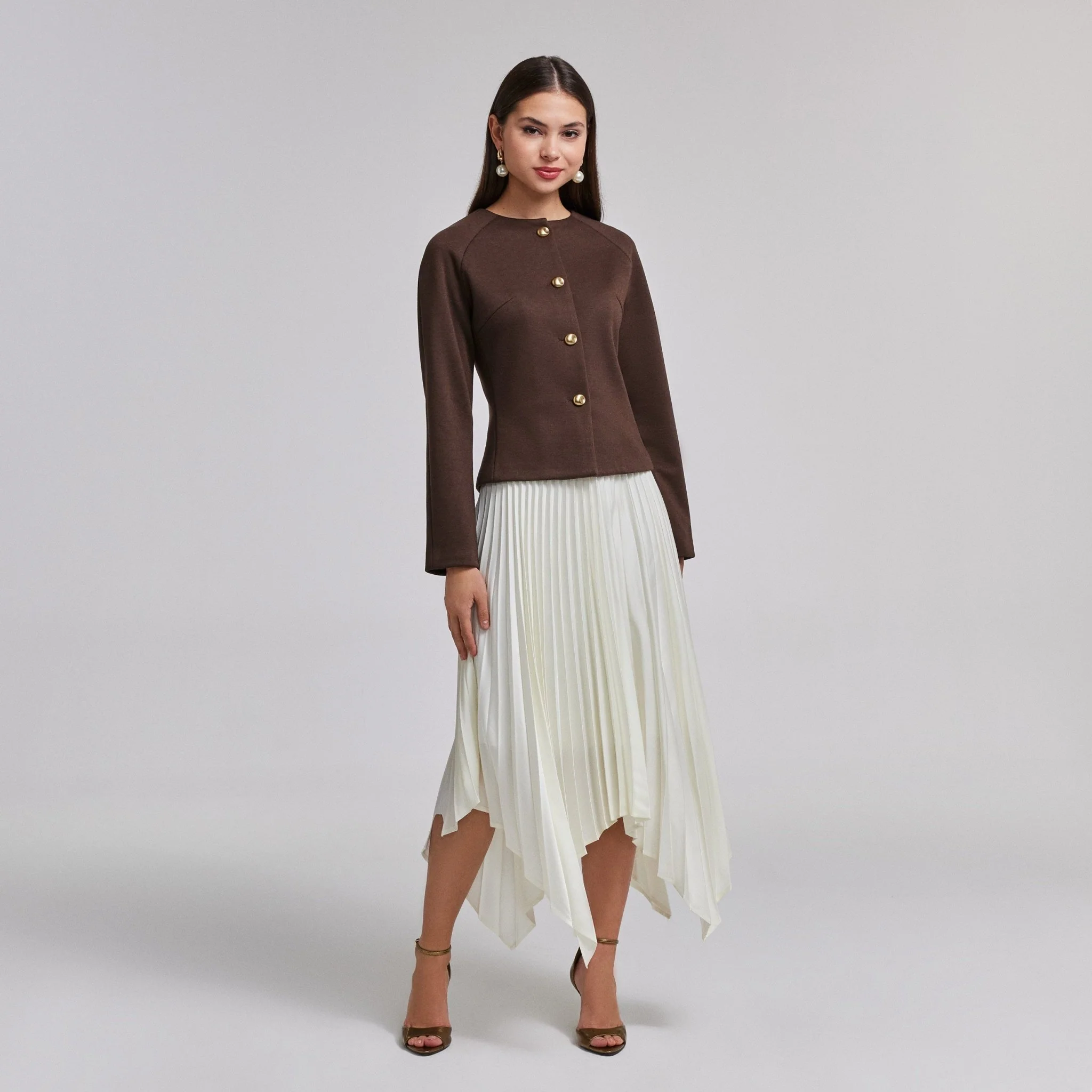 Brown Wool Button-Up Blazer - Image 2