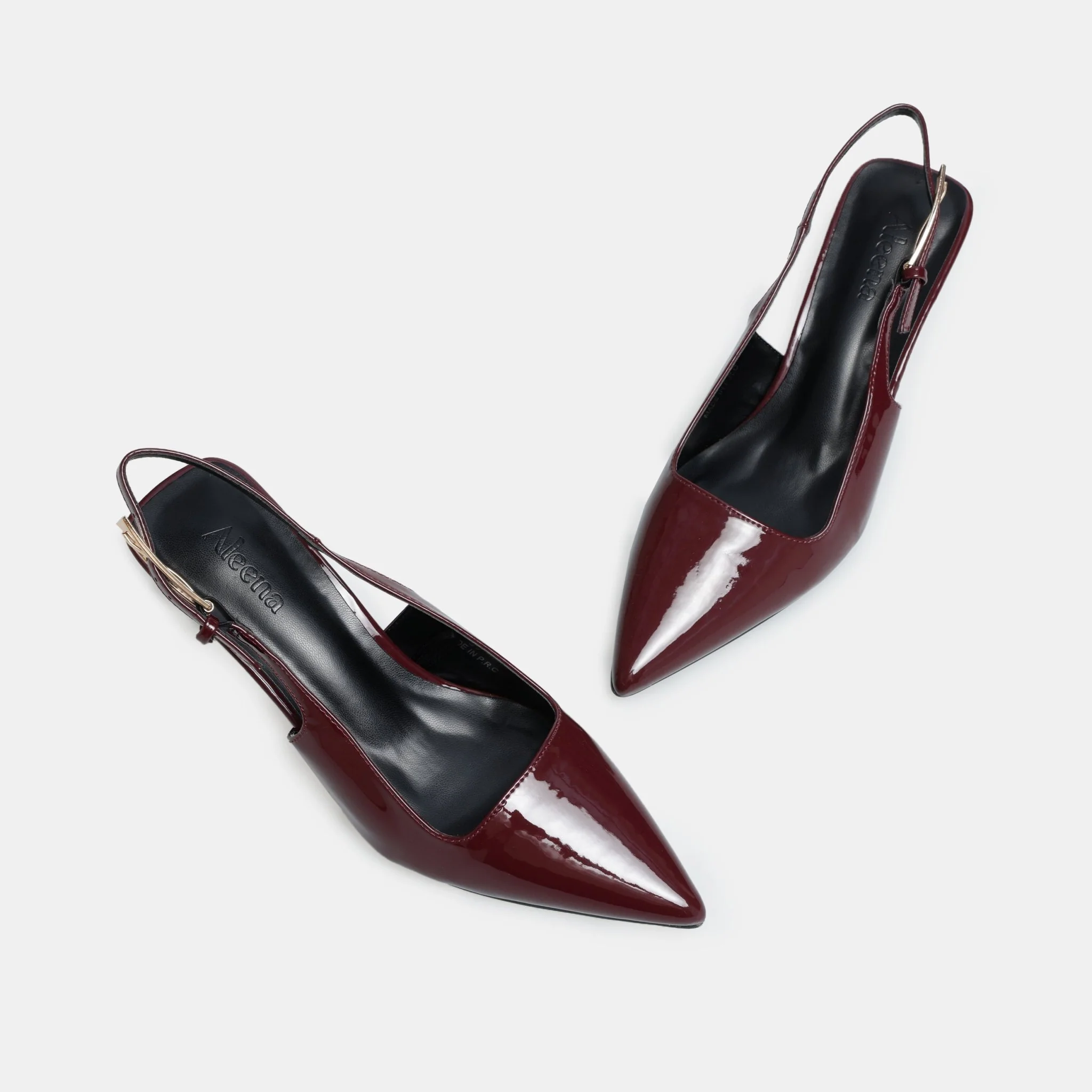 Burgundy Patent Slingback Heels - Image 4