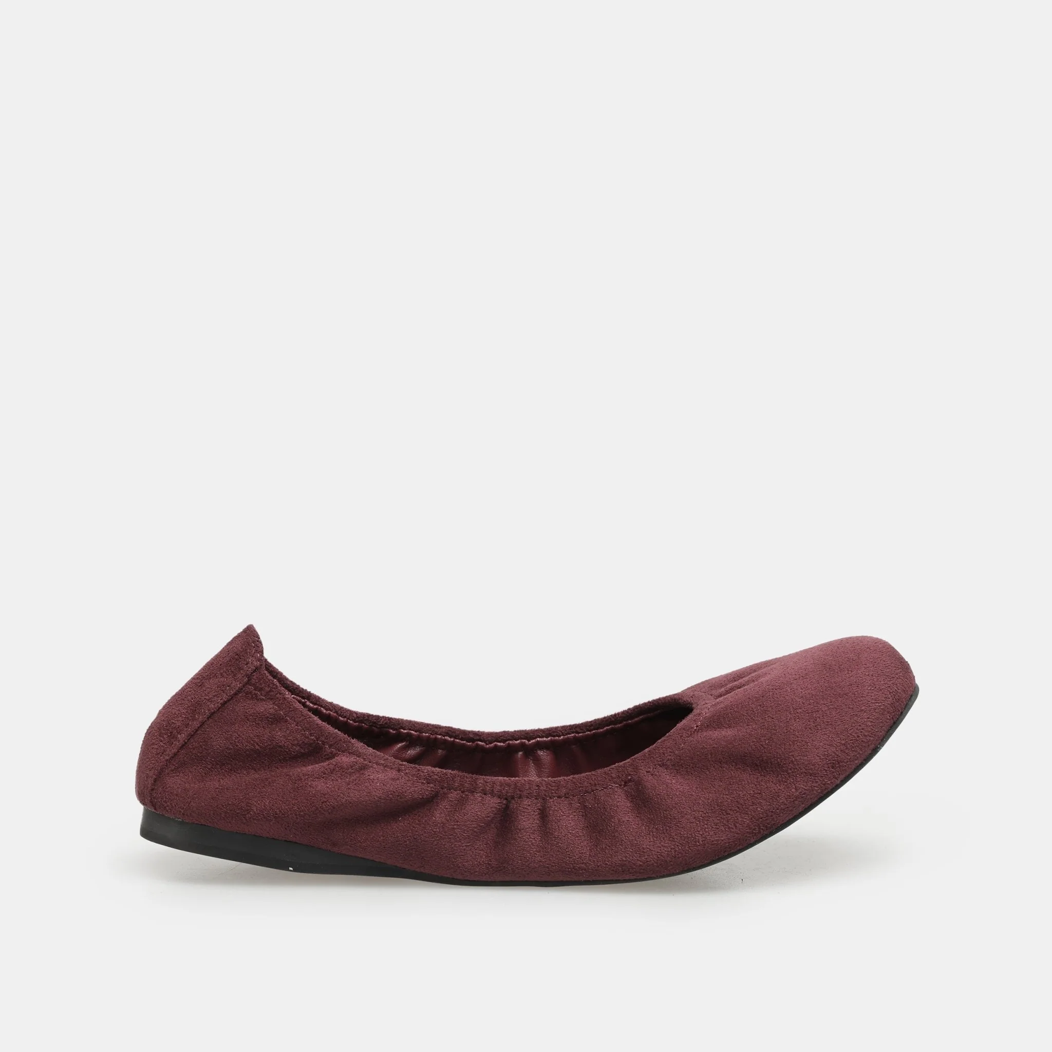 Burgundy Suede Elastic Ballet Flats - Image 4