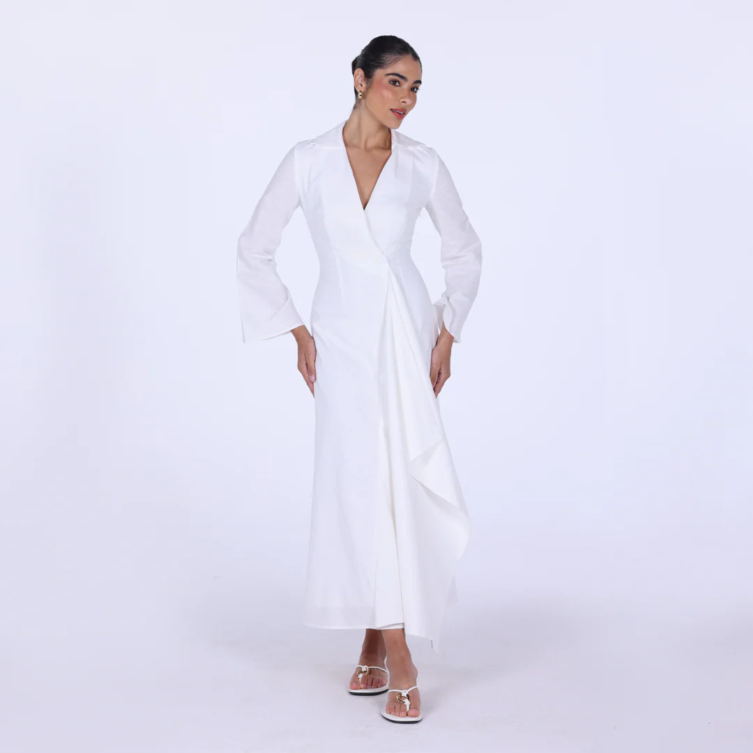 Buttoned Wrap Shirt Dress - Image 10