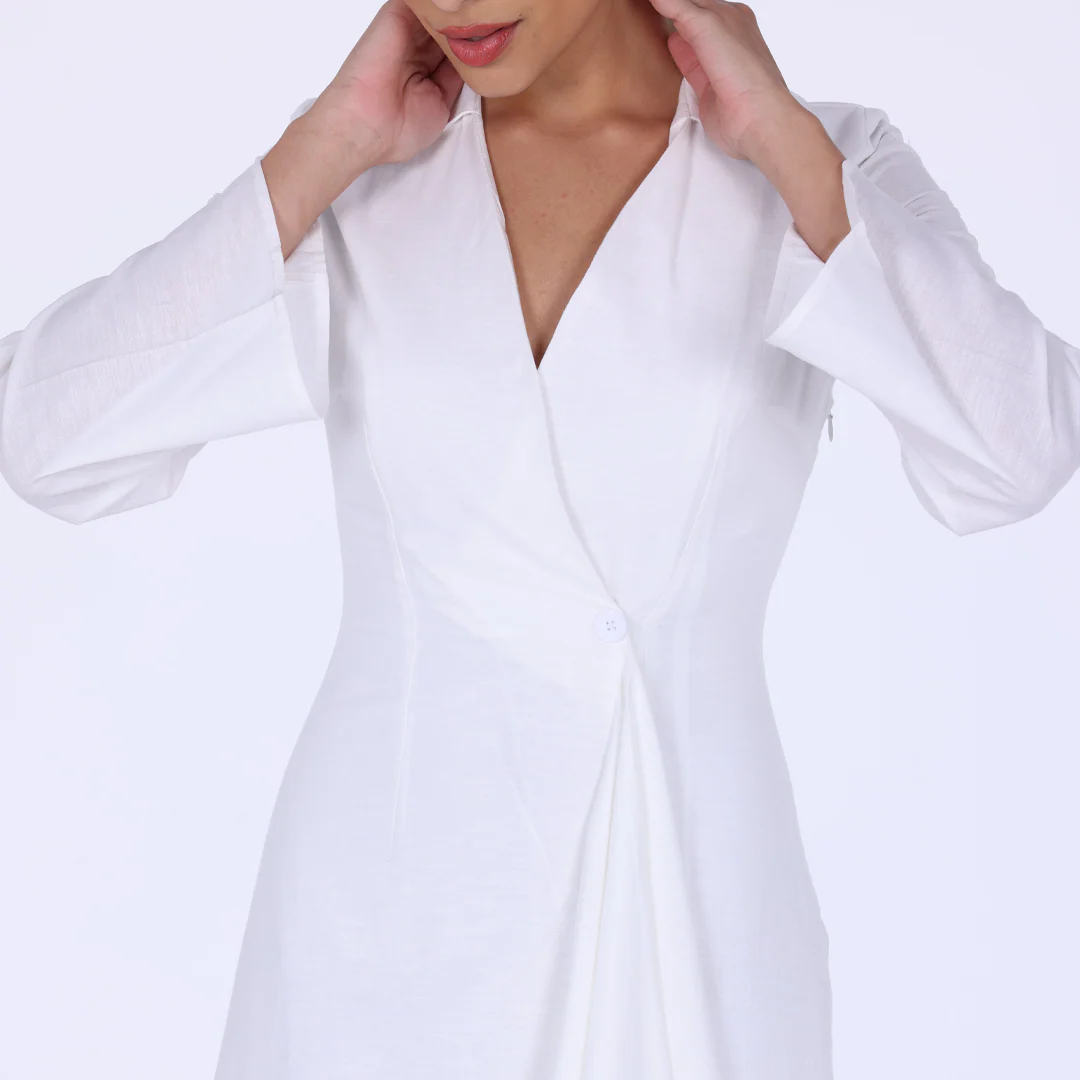 Buttoned Wrap Shirt Dress - Image 12