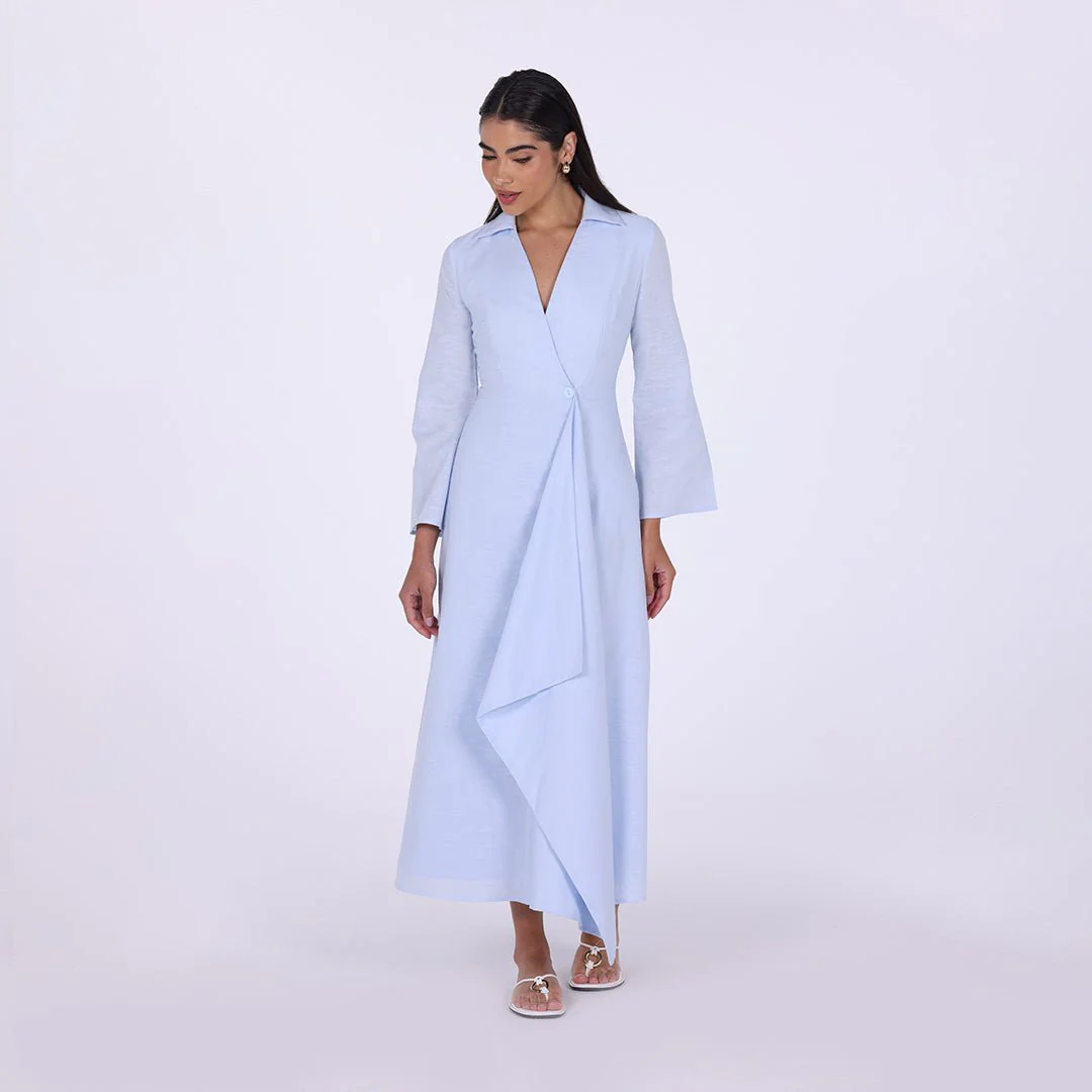 Buttoned Wrap Shirt Dress - Image 6