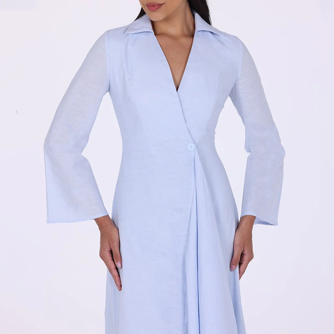 Buttoned Wrap Shirt Dress - Image 8