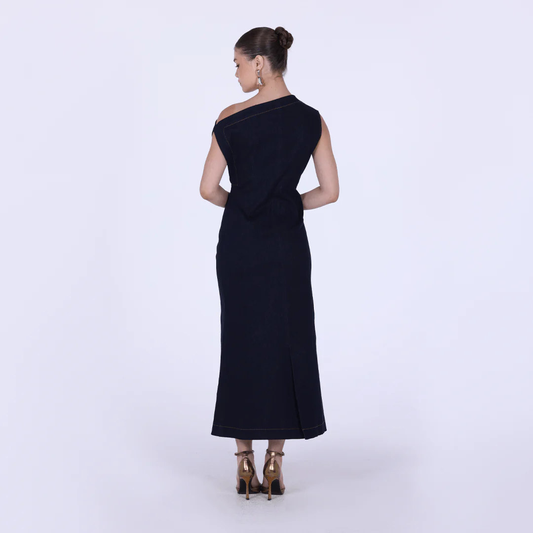 Denim Dropped Shoulder Midi Dress - Image 5