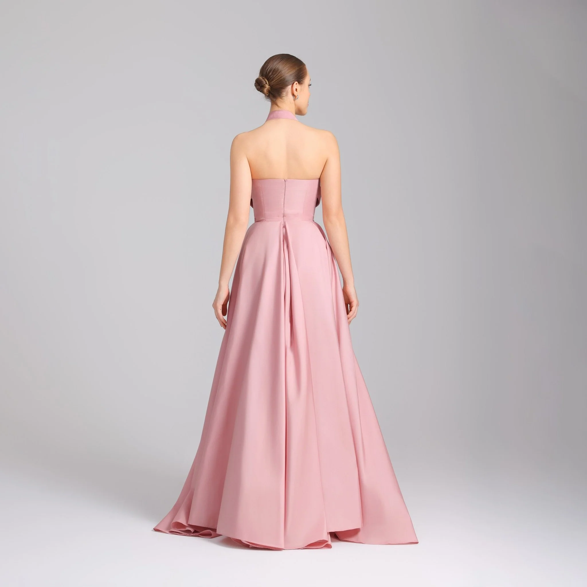 Halter Neck taffeta Maxi Dress Light Pink - Image 3