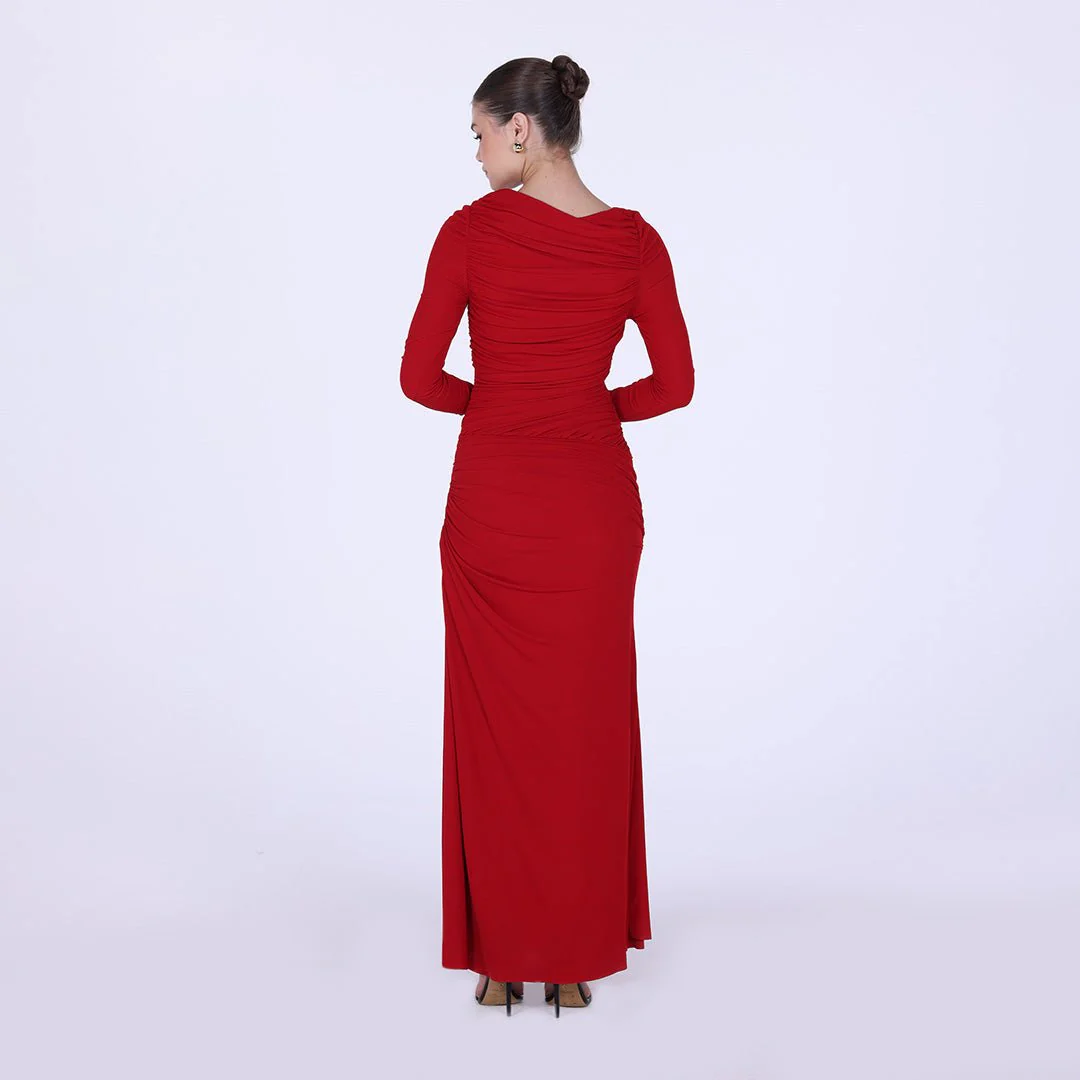 Jersey Gathered Maxi Dress with Side Twist - Image 12