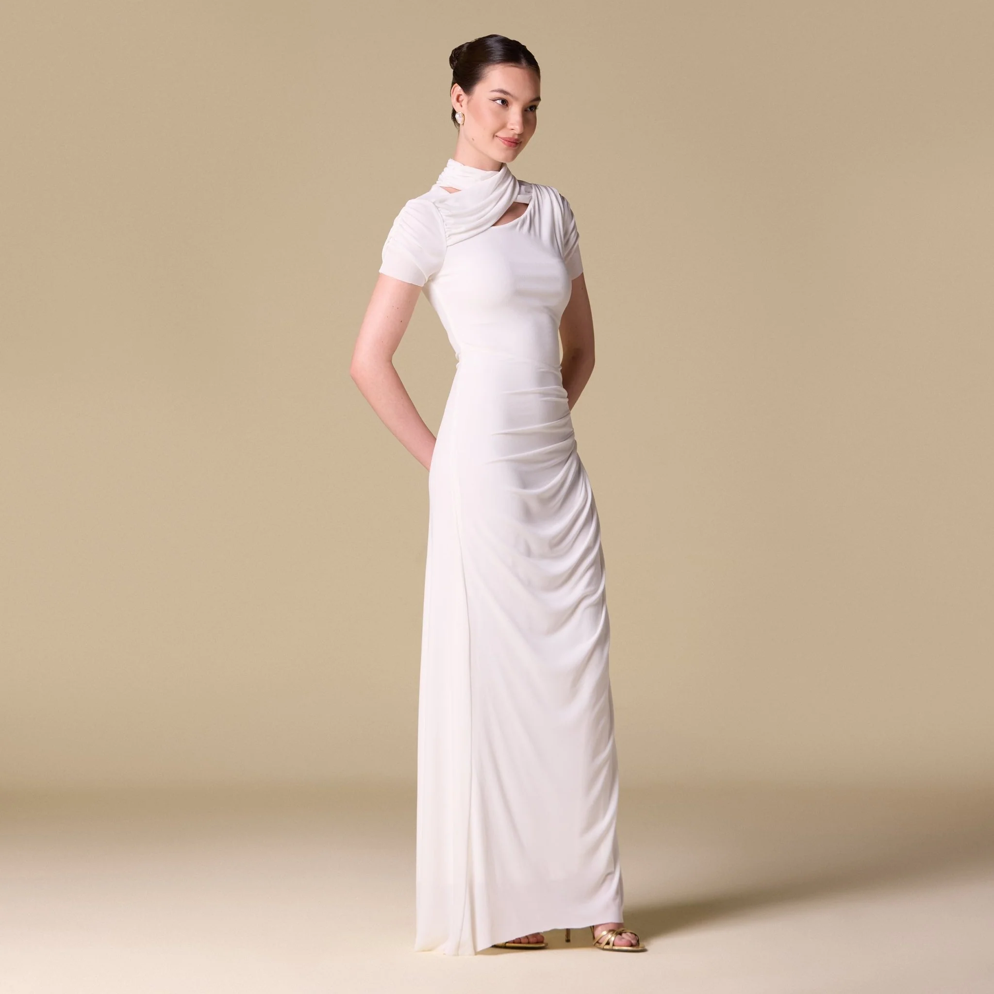 Jersey Gathered Short Sleeve Maxi Dress - Image 6