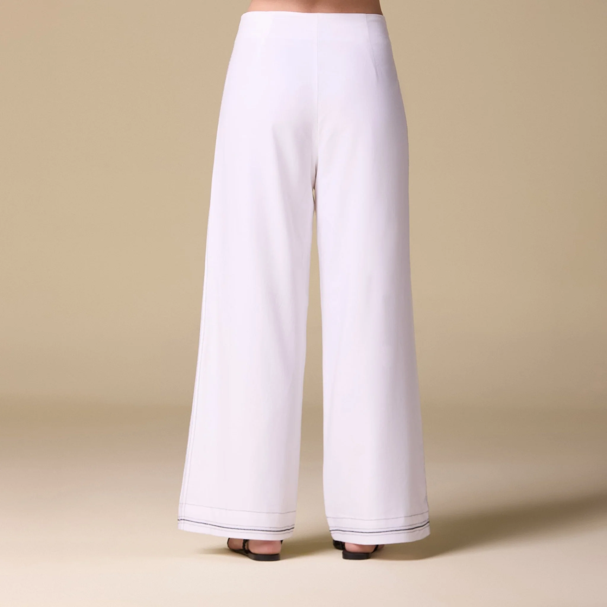 White Linen Pants with Stitch Detailing - Image 3