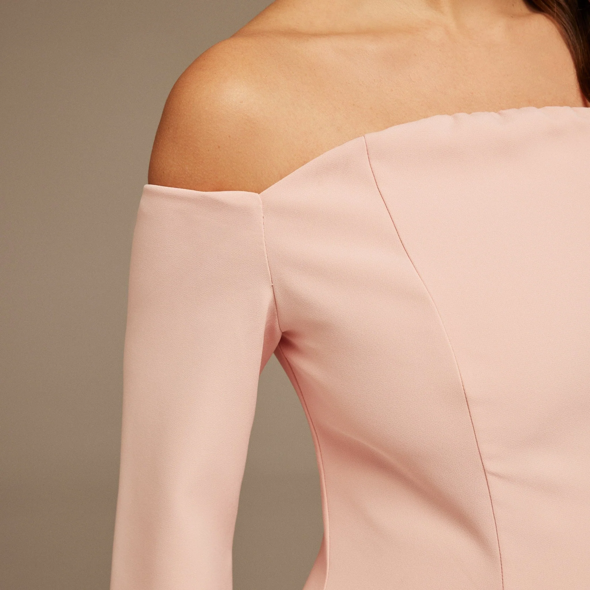 Pink Off-Shoulder Midi Dress - Image 4
