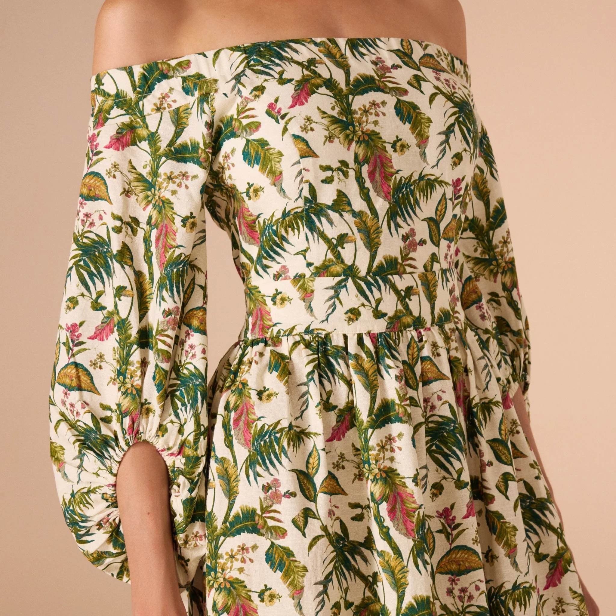 Yellow Off Shoulder Printed Midi Dress - Image 5