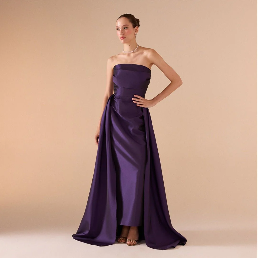 Strapless Maxi Dress in Taffeta - Image 6