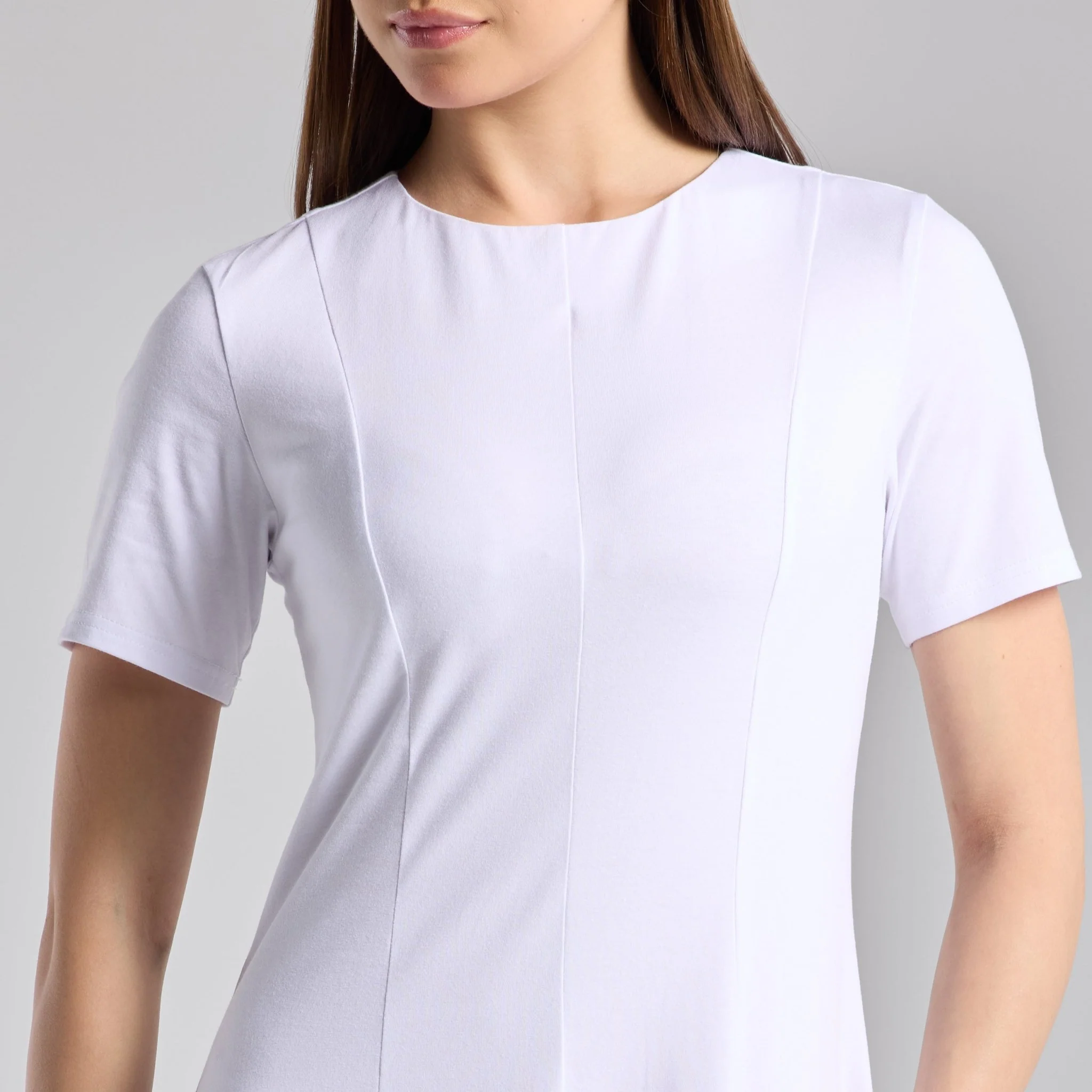 White Cotton Blend Under Abaya Dress - Image 3